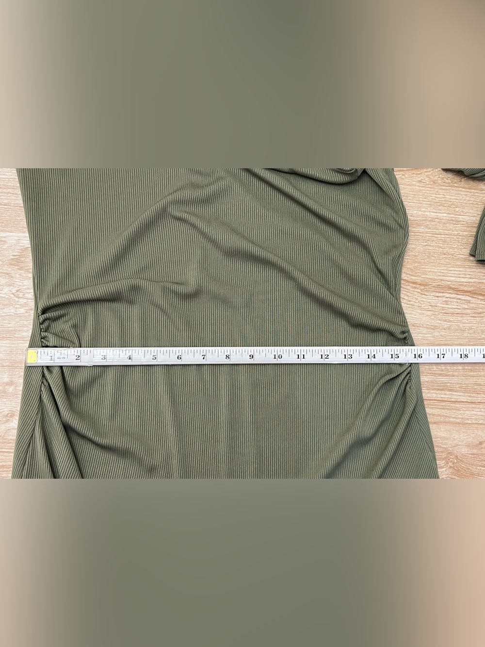 Boohoo Women’s Size 10 US Long Sleeve Ribbed Fitted Maternity Dress Olive Green - Picture 8 of 16